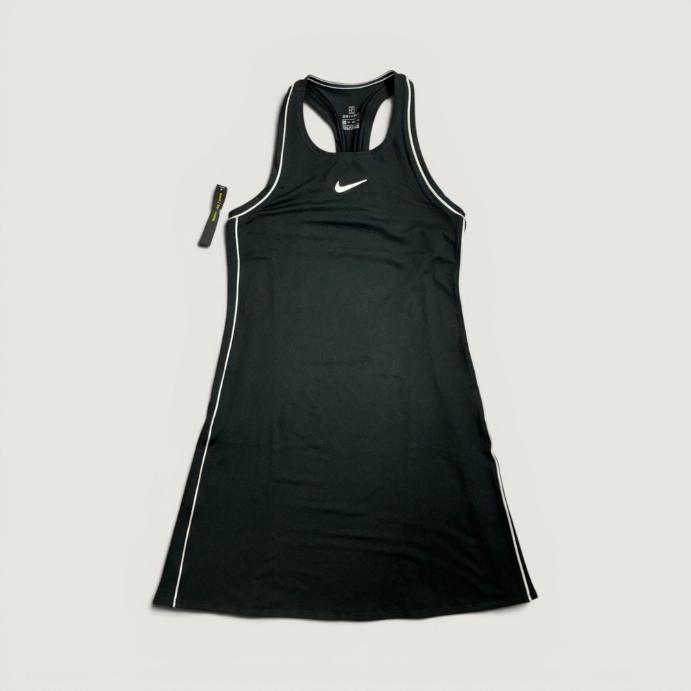 Nike Court Dri-FIT Tennis Dress Womens XS Black Racerback 939308-010